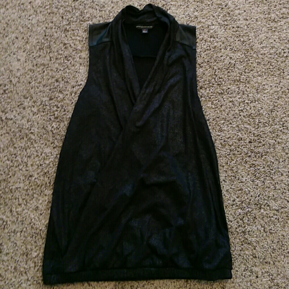 Rock and Republic Faux Wrap Sleeveless Top M Black